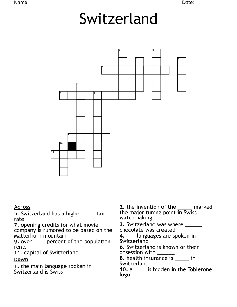 Switzerland  Crossword