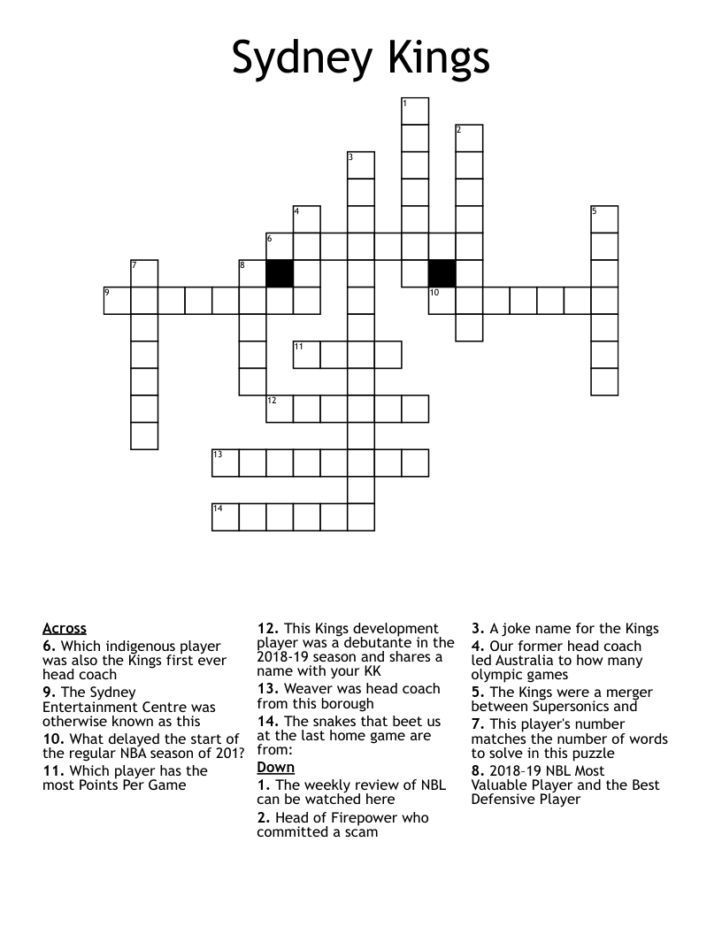 Sydney Kings Crossword