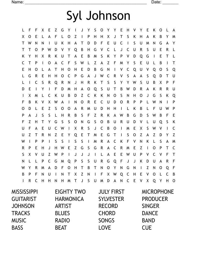 Syl Johnson Word Search