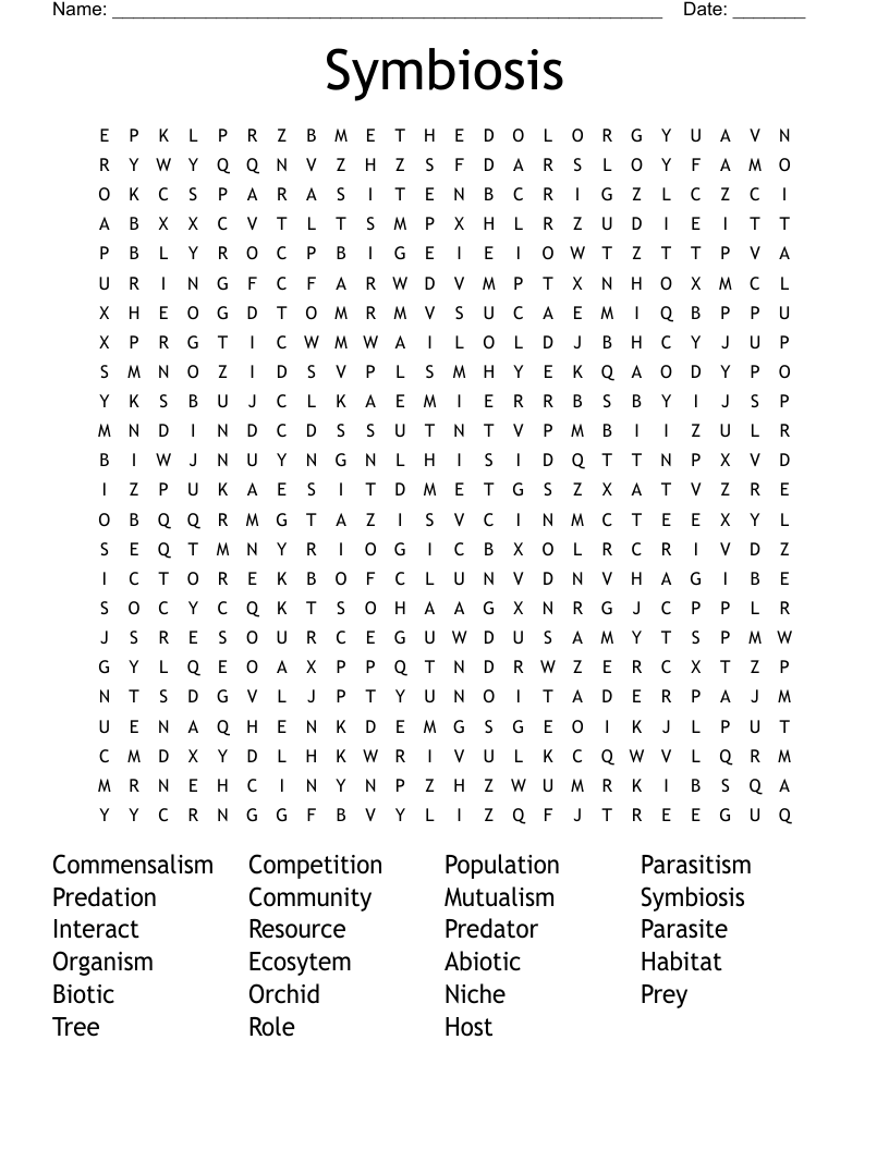 Symbiosis Word Search