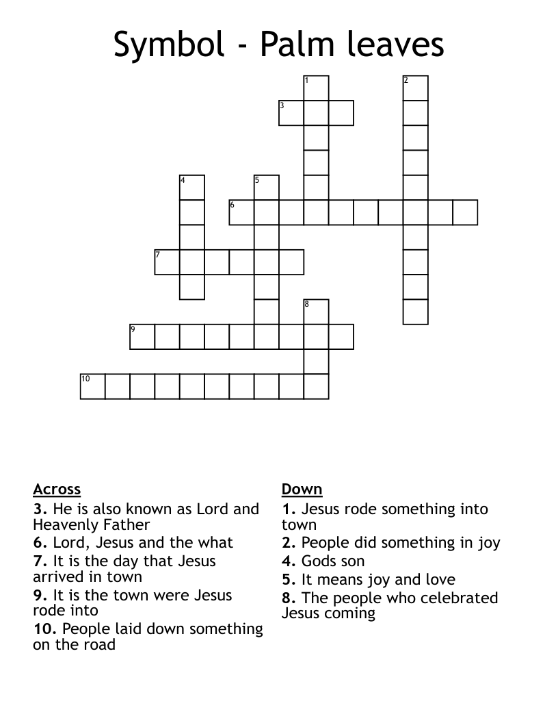 Symbol - Palm leaves  Crossword
