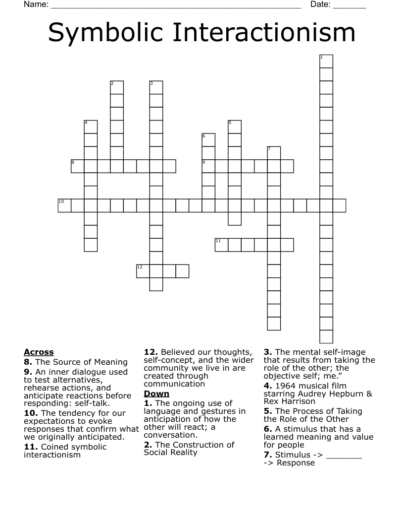 Symbolic Interactionism Crossword
