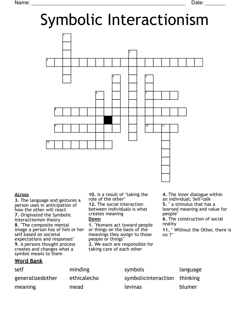 Symbolic Interactionism Crossword