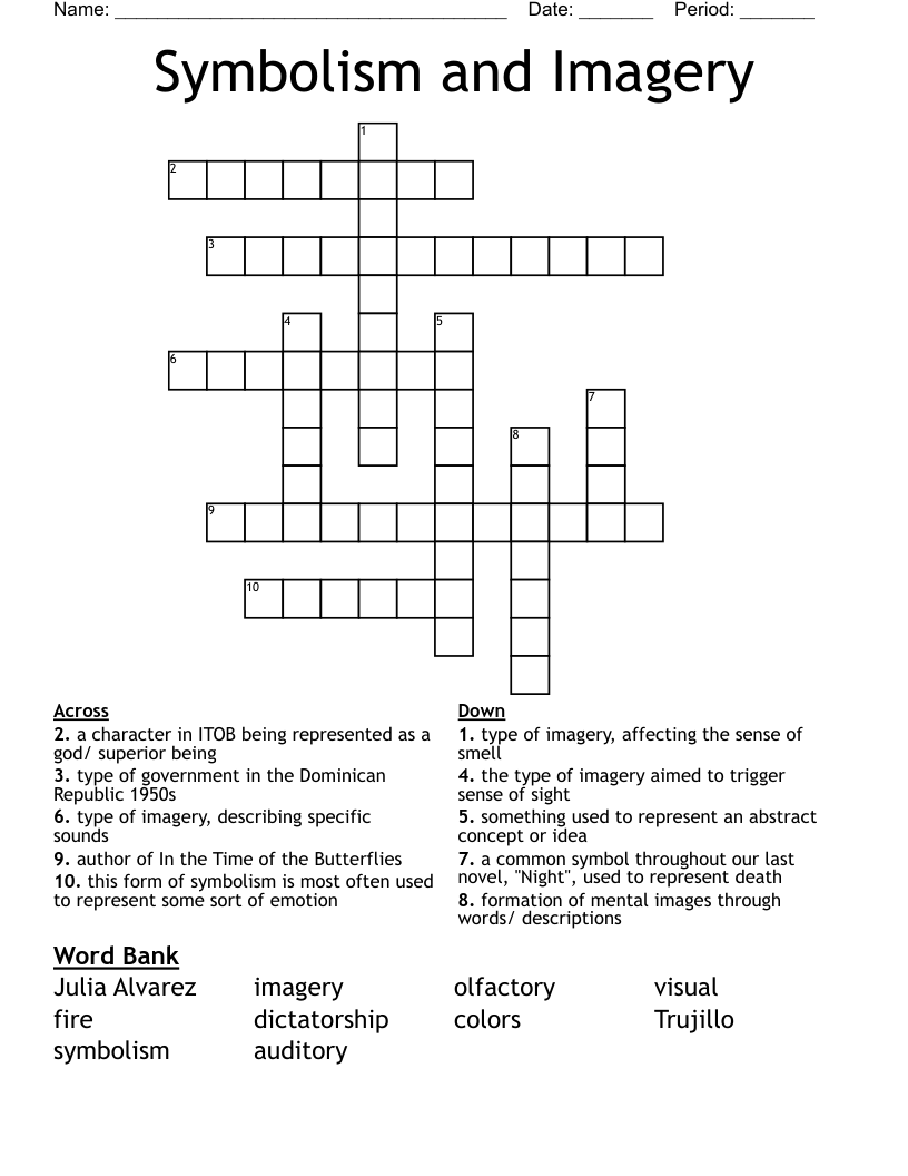 Symbolism and Imagery Crossword