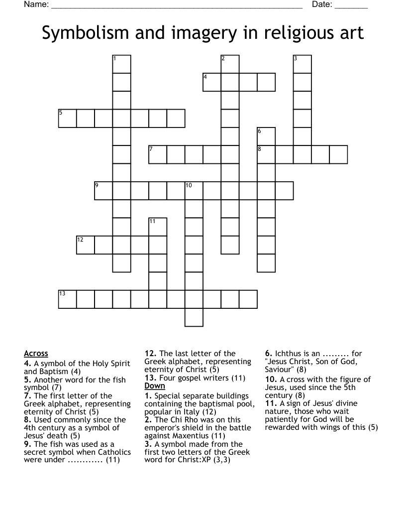Symbolism and imagery in religious art Crossword