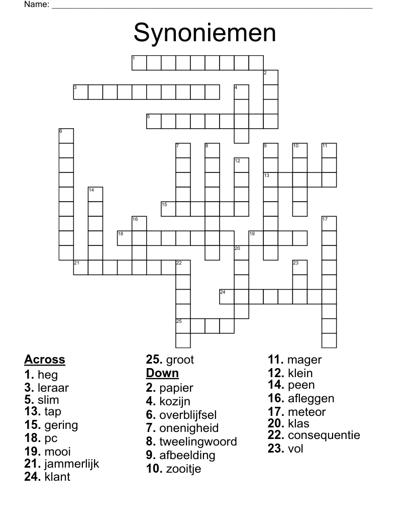 Synoniemen Crossword