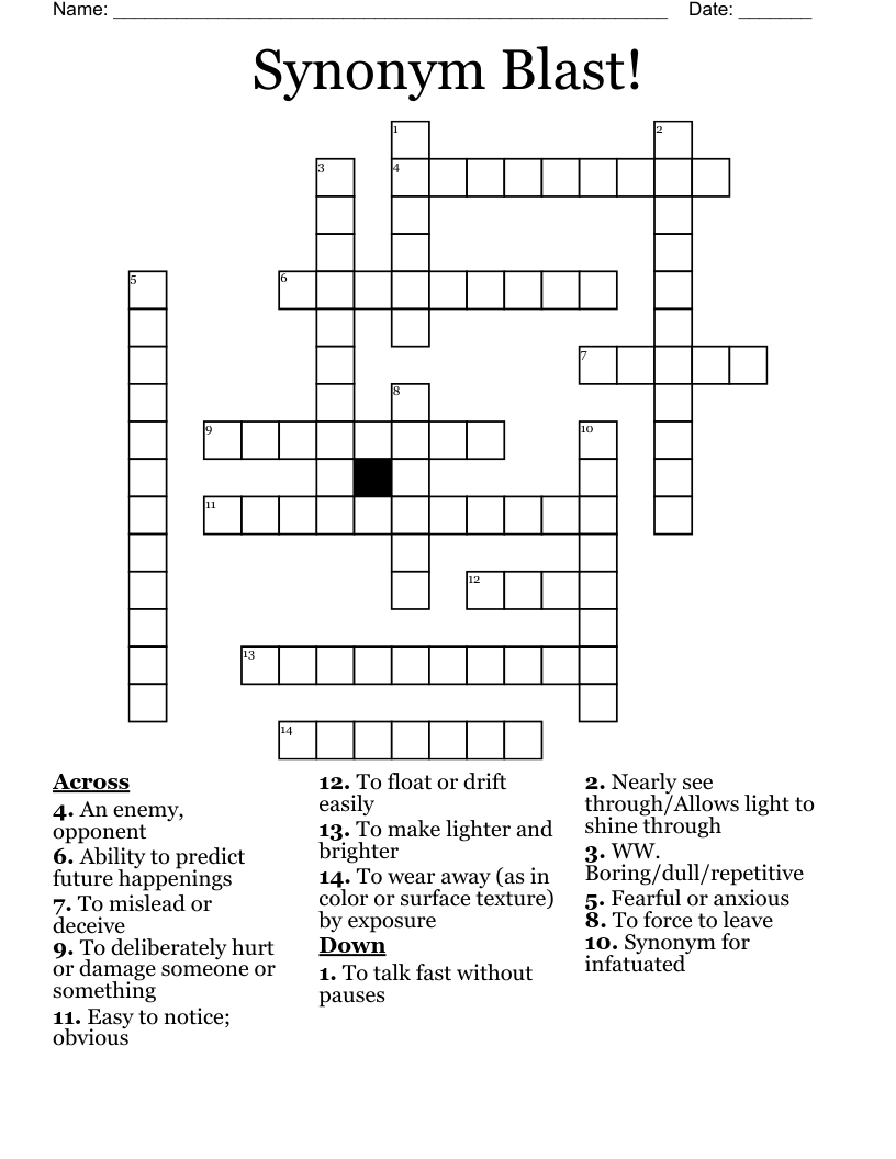 Synonym Blast! Crossword