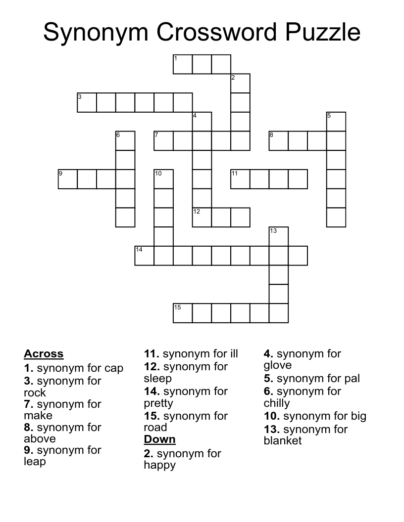 Synonym Crossword Puzzle