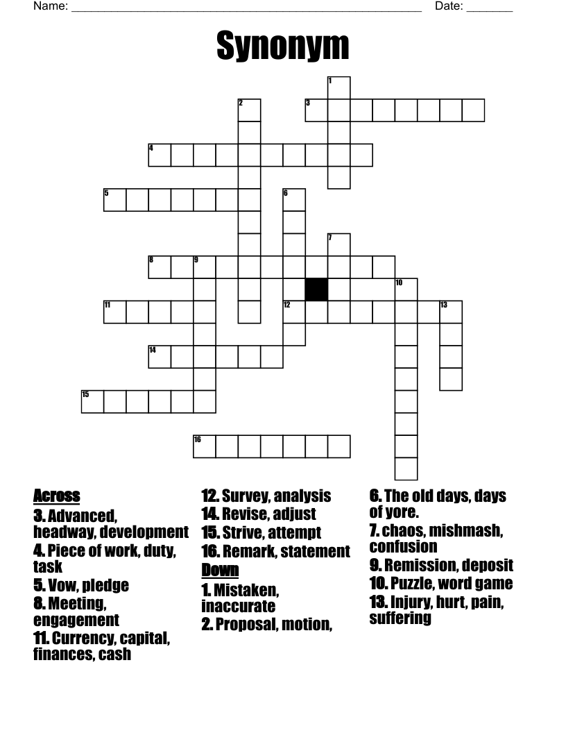 Synonym  Crossword