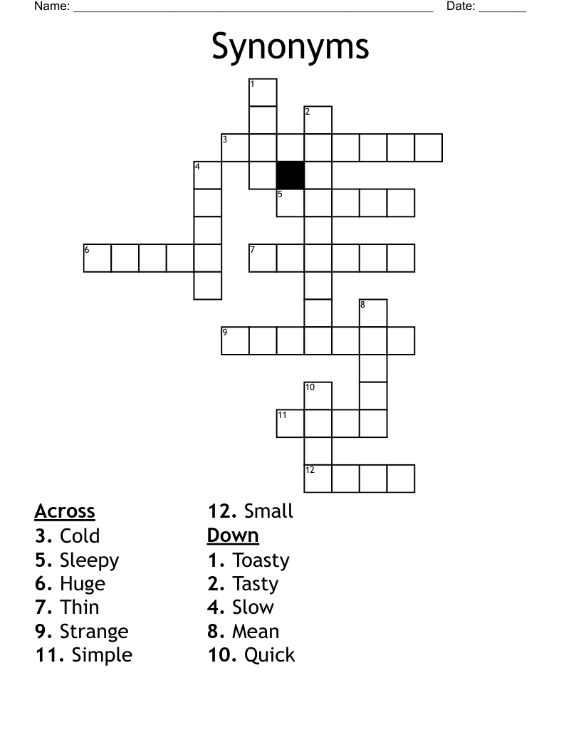 Synonyms Crossword