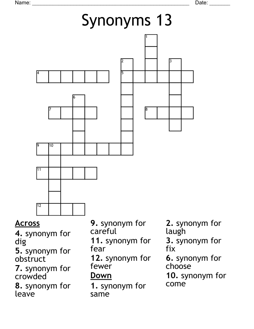 Synonyms 13 Crossword