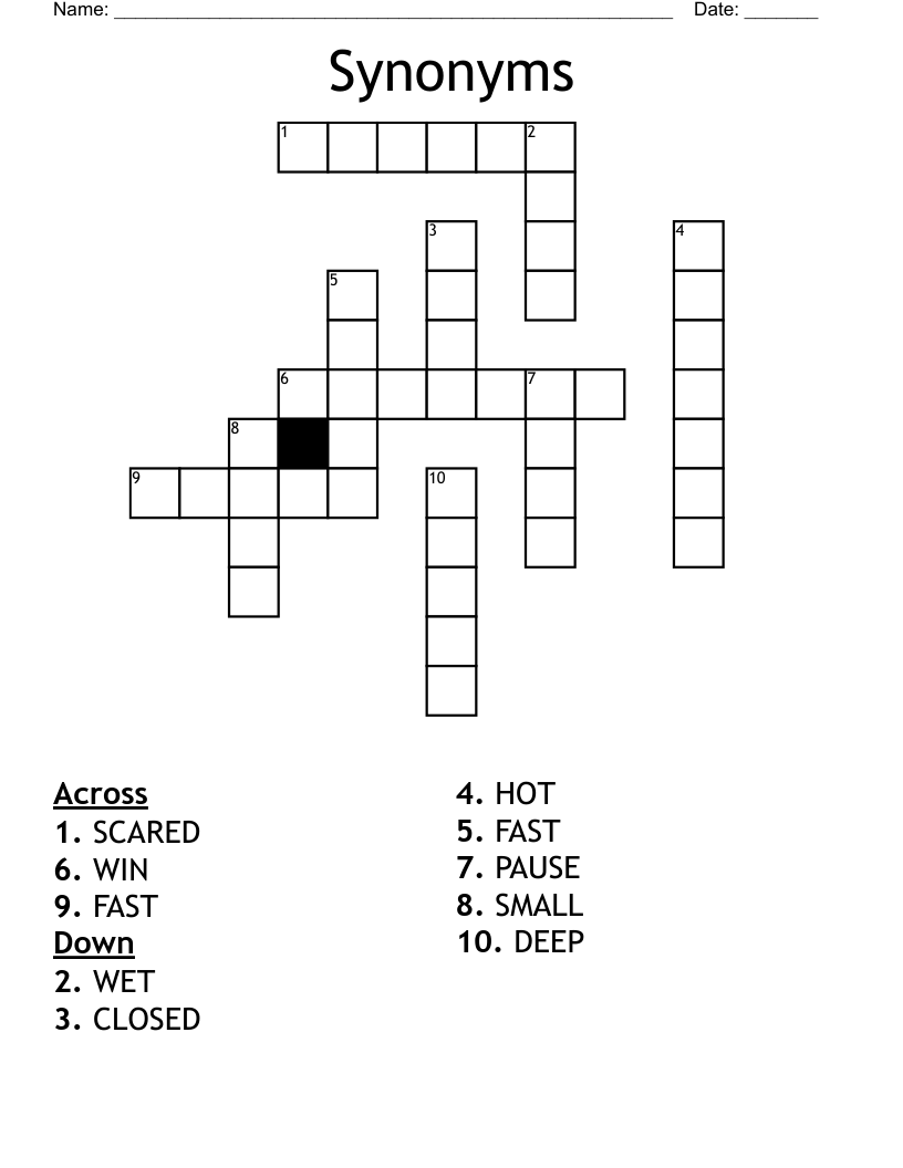 Synonyms Crossword
