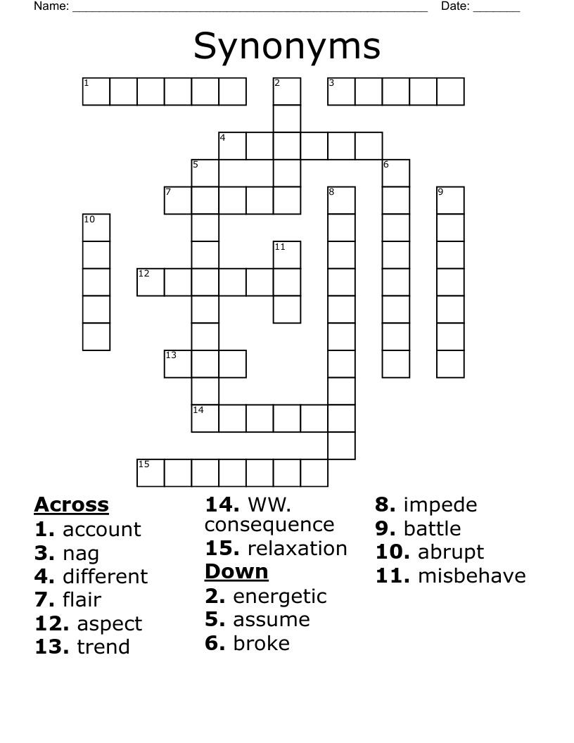 Synonyms Crossword