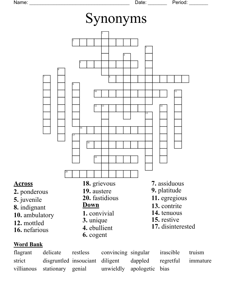 Synonyms Crossword