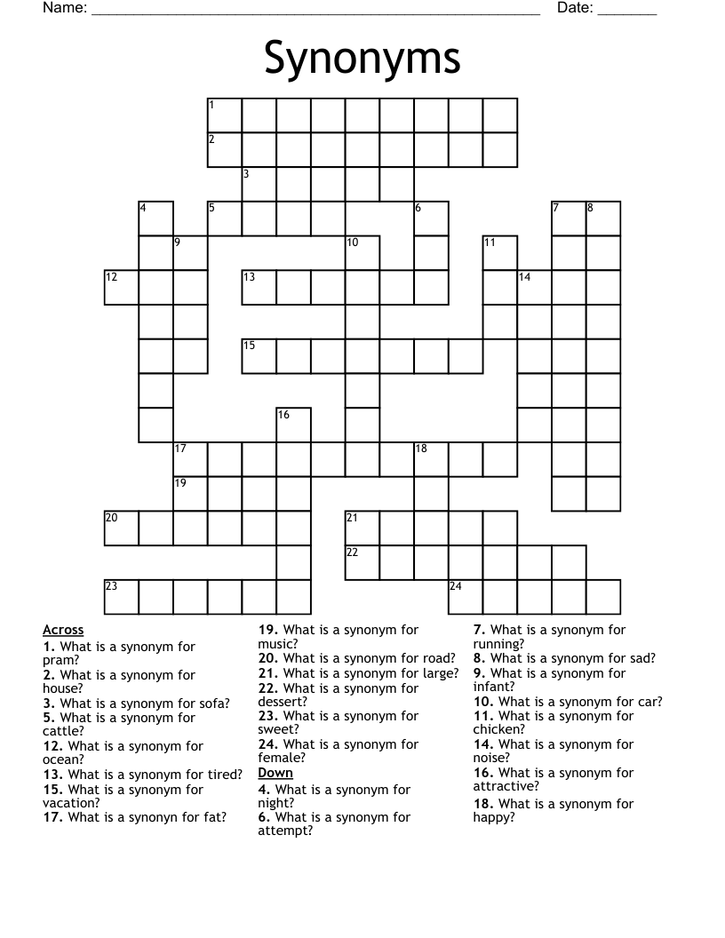 Synonyms Crossword