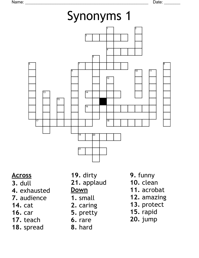 Synonyms 1 Crossword
