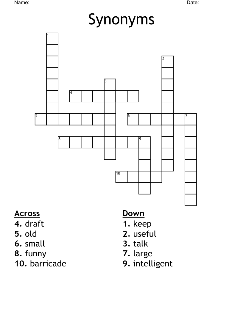 Synonyms Crossword