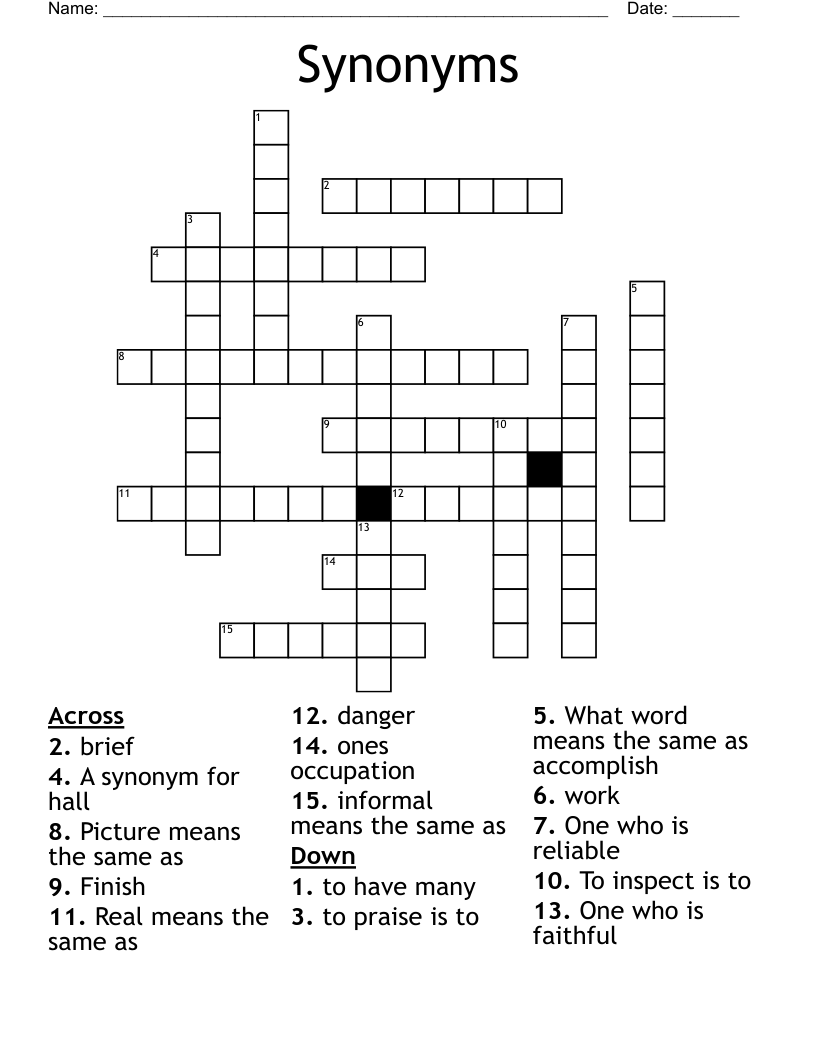 Synonyms Crossword