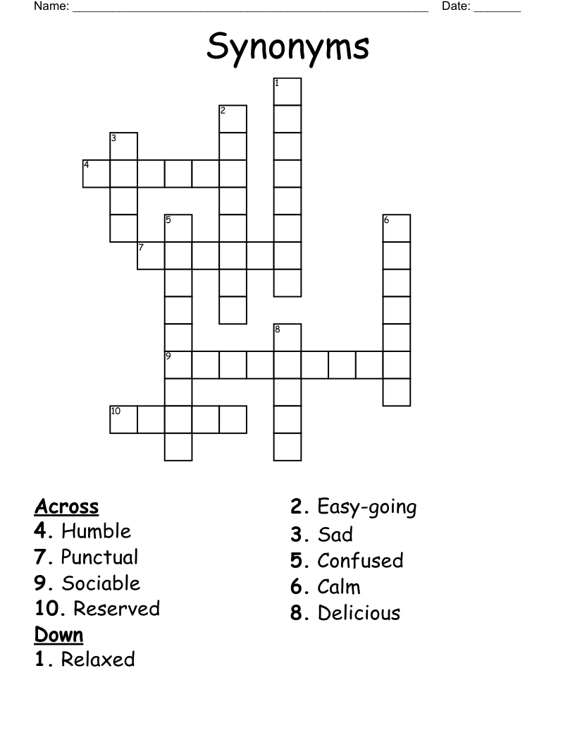 Synonyms Crossword
