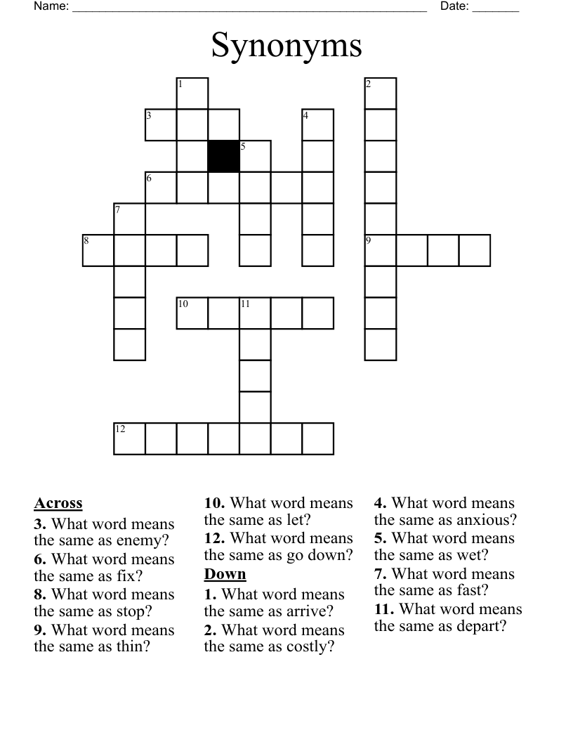 Synonyms Crossword