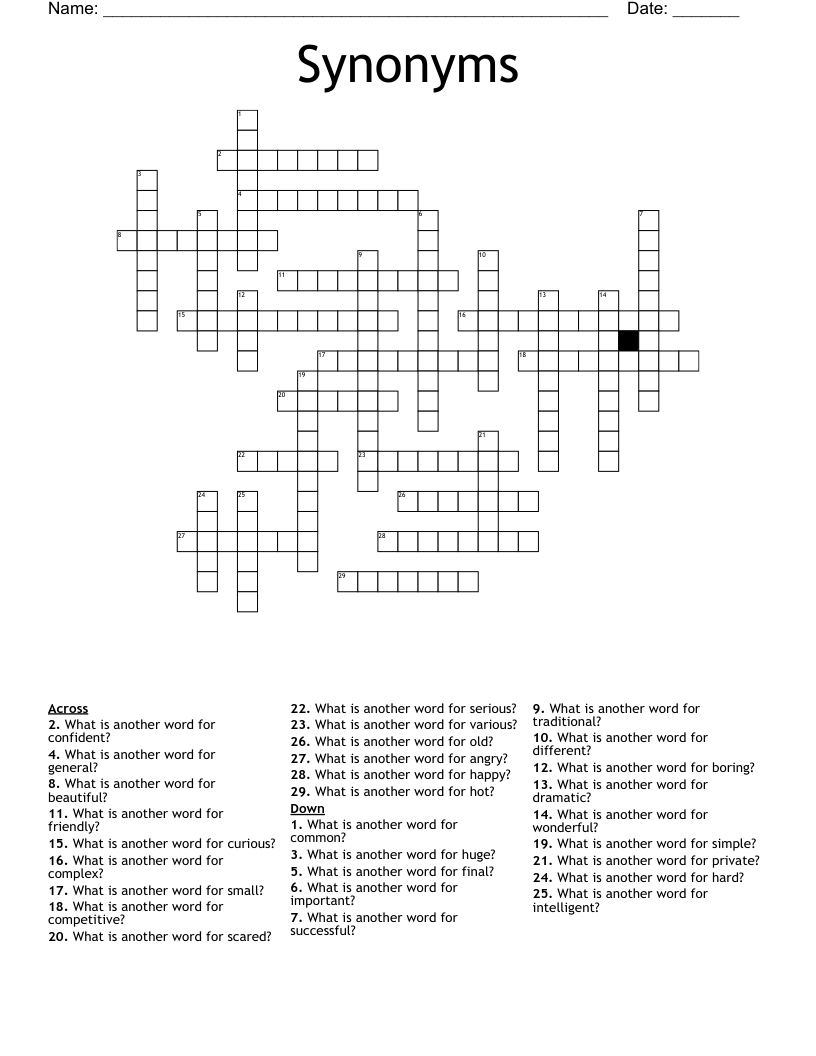 Synonyms Crossword