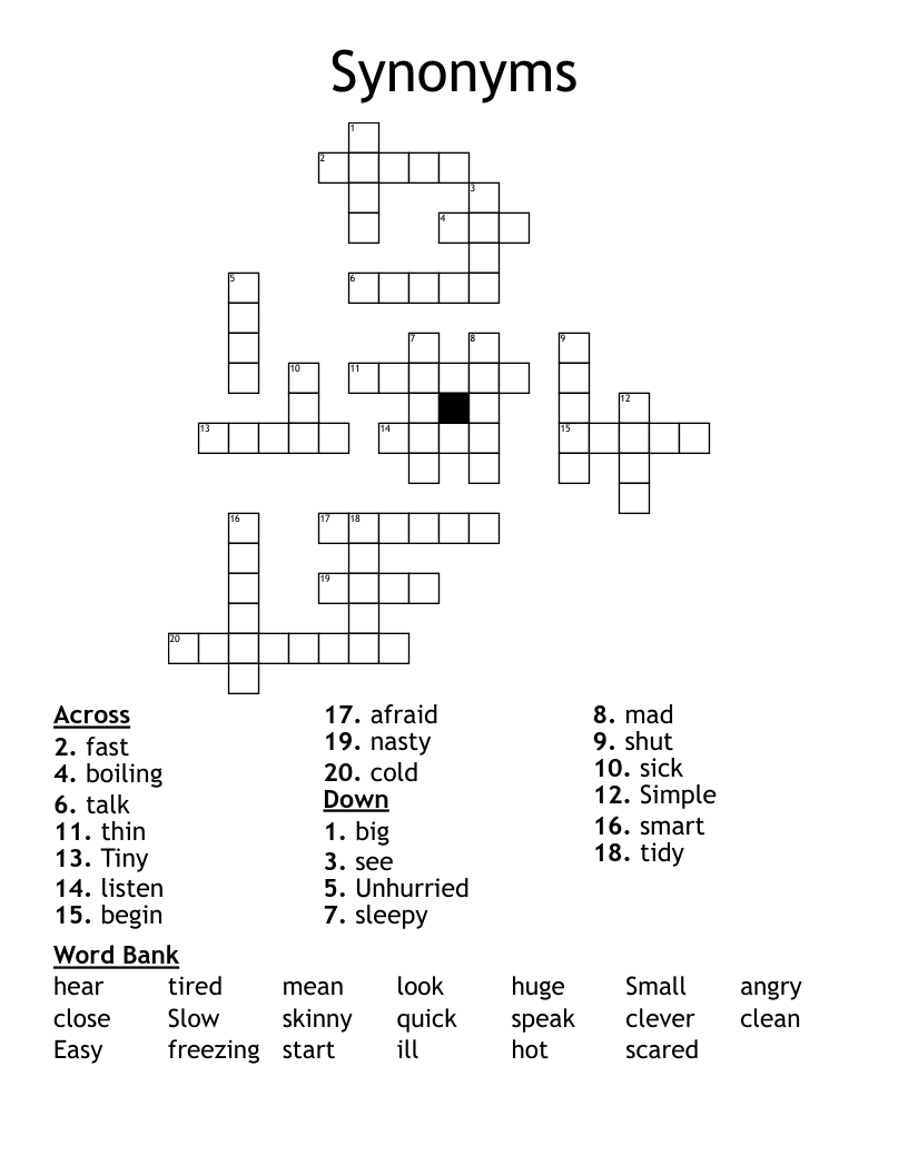 Synonyms  Crossword