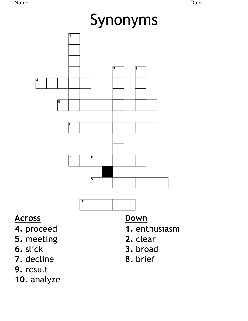 Synonyms  Crossword