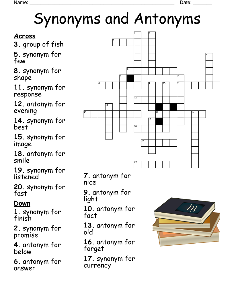 Synonyms and Antonyms Crossword