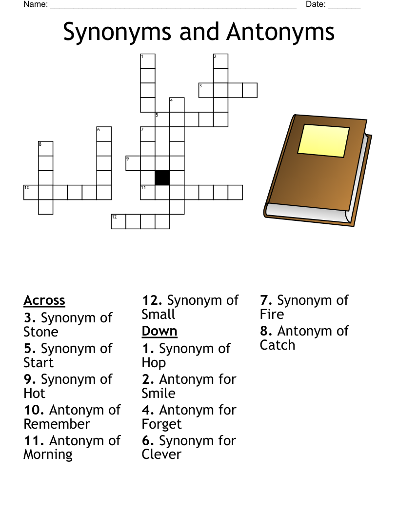 Synonyms and Antonyms Crossword