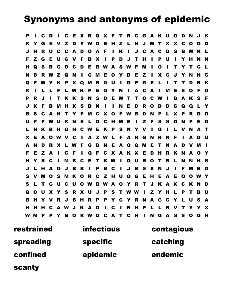 Synonyms and antonyms of epidemic Word Search
