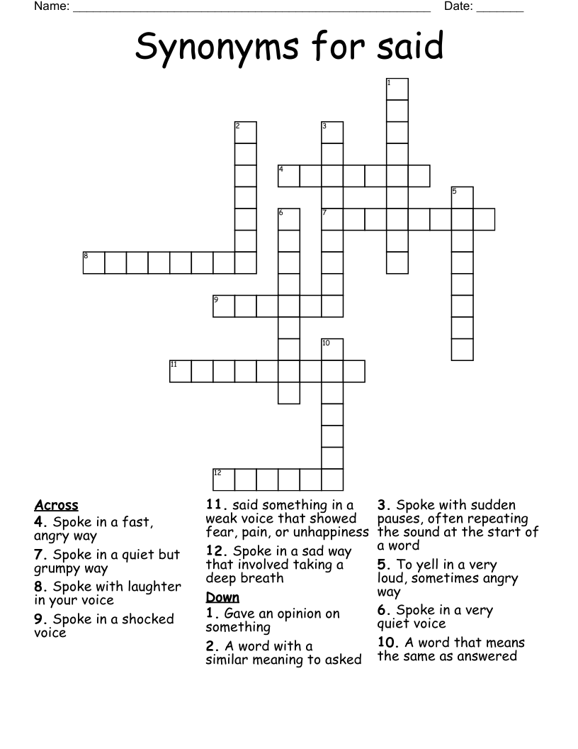 Synonyms for said Crossword