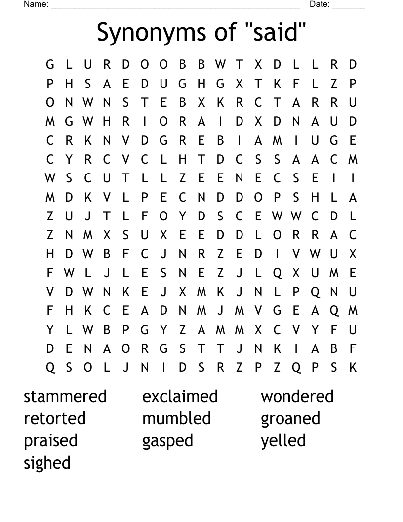 Synonyms of "said" Word Search