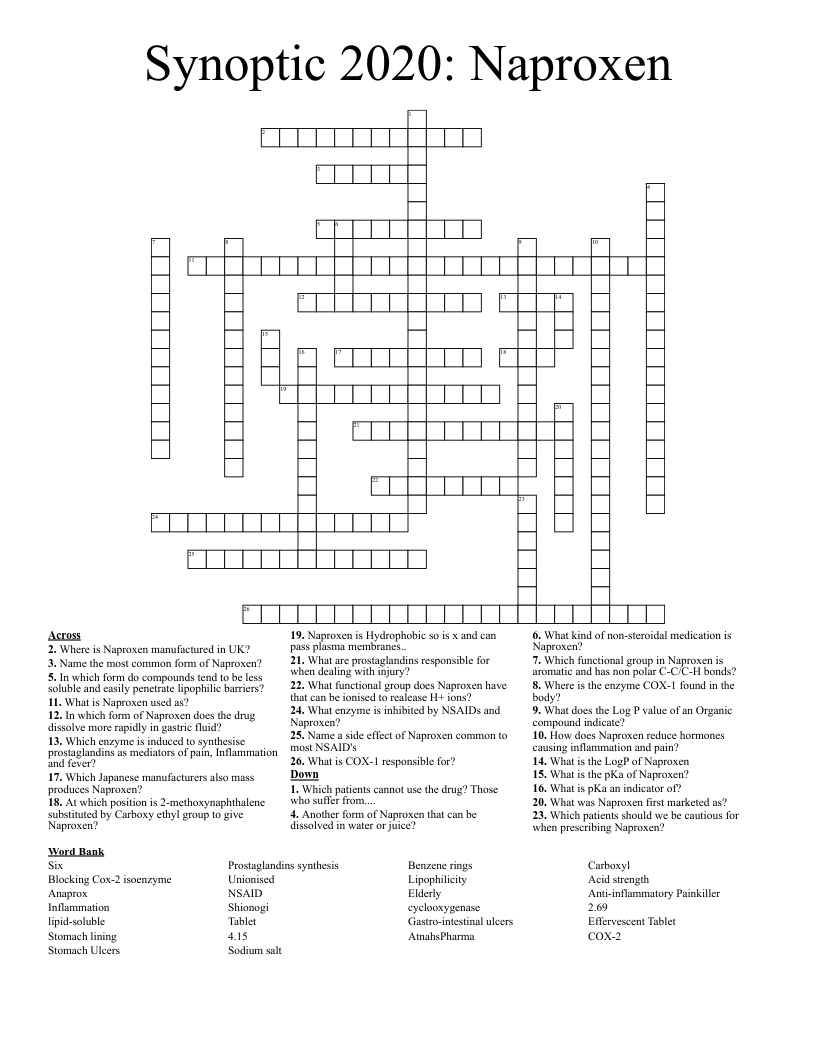 Synoptic 2020: Naproxen Crossword