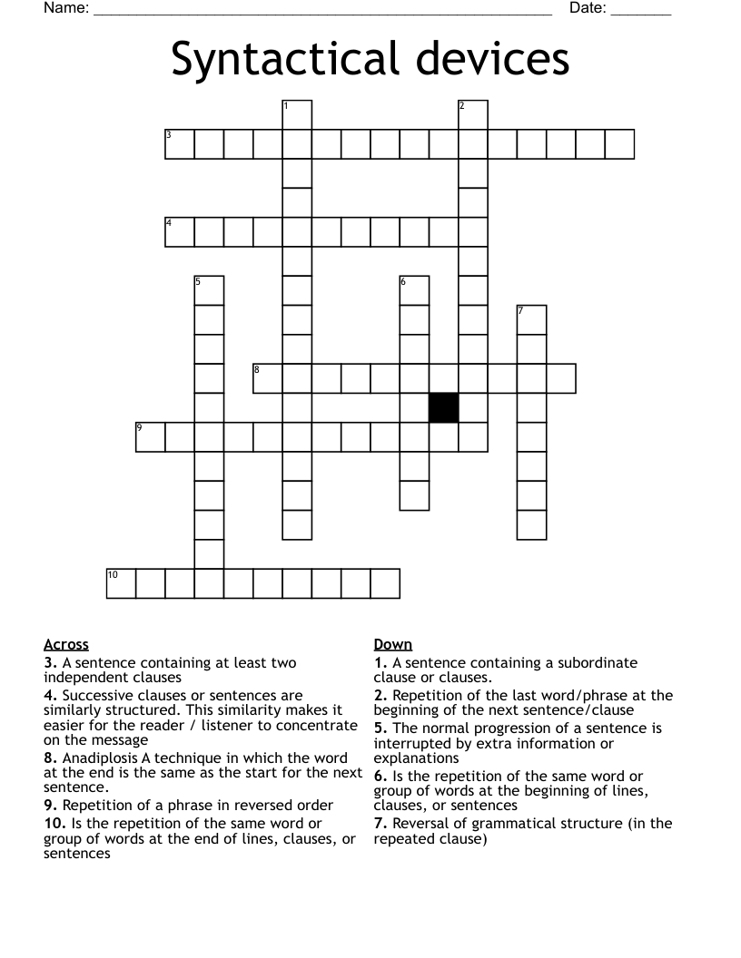 Syntactical devices Crossword