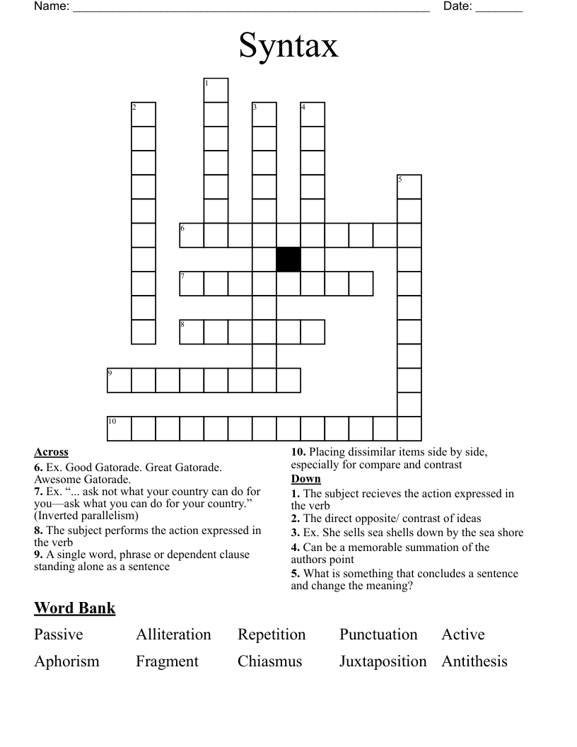 Syntax Crossword