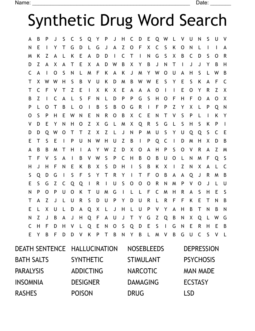 Synthetic Drug Word Search