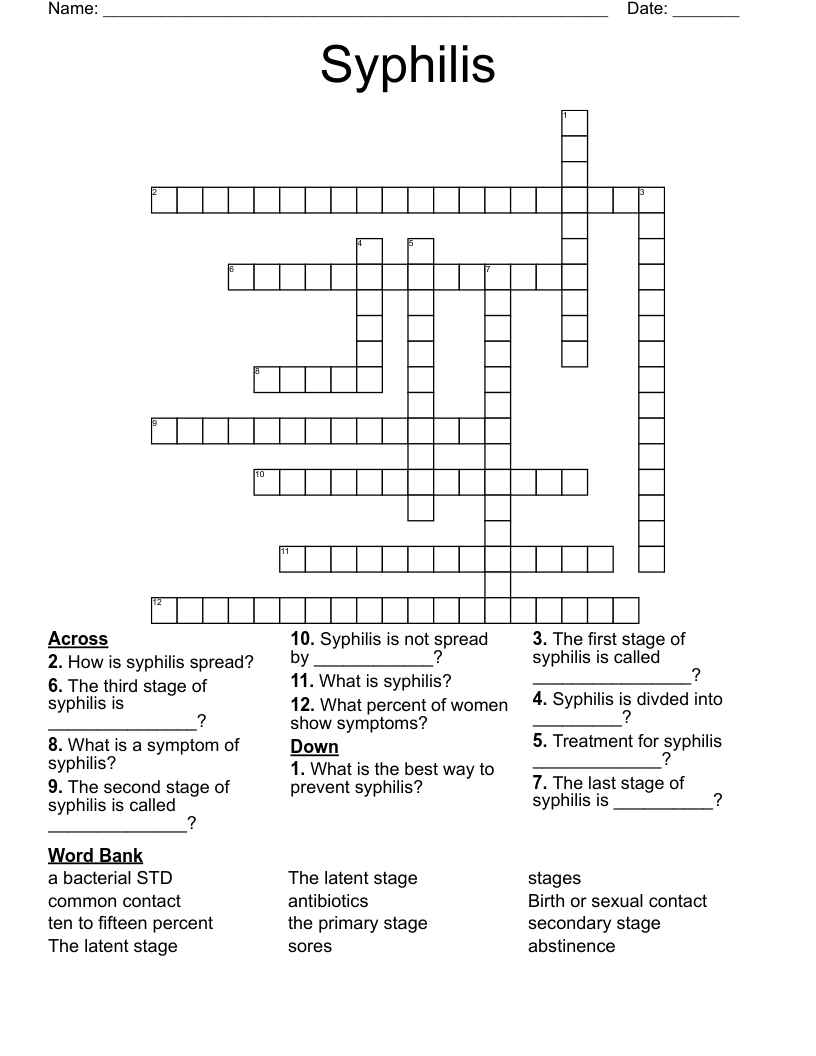 Syphilis Crossword