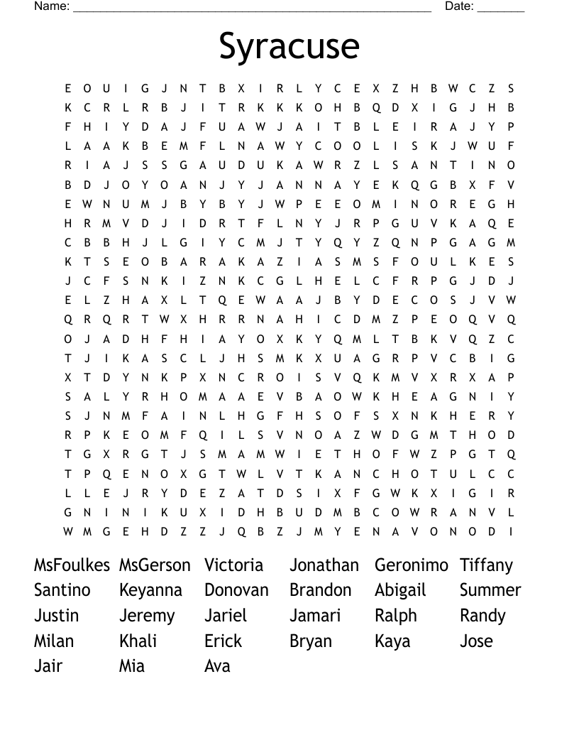 Syracuse Word Search