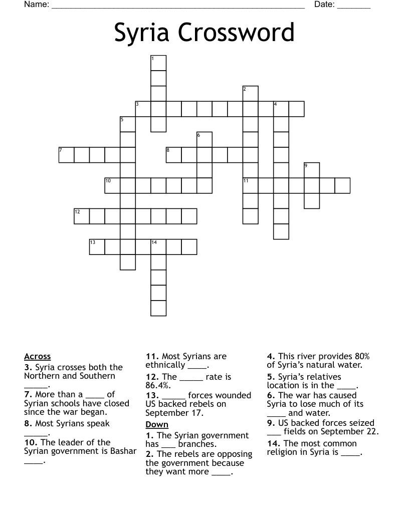 Syria Crossword