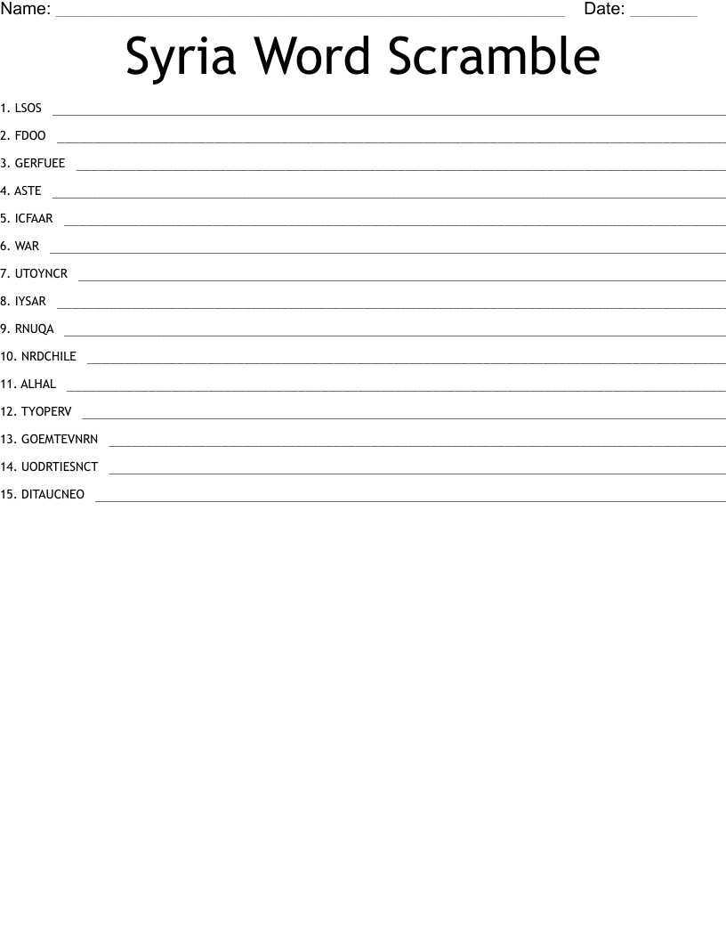 Syria Word Scramble