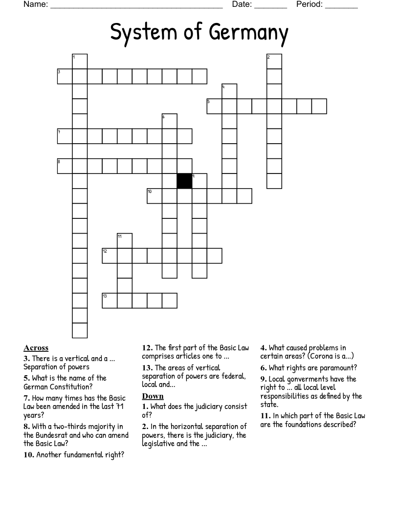 System of Germany Crossword