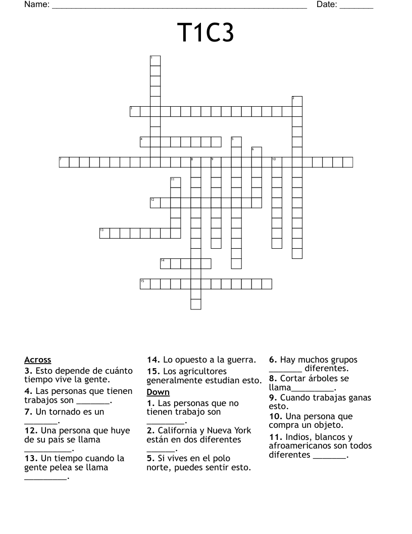 T1C3 Crossword