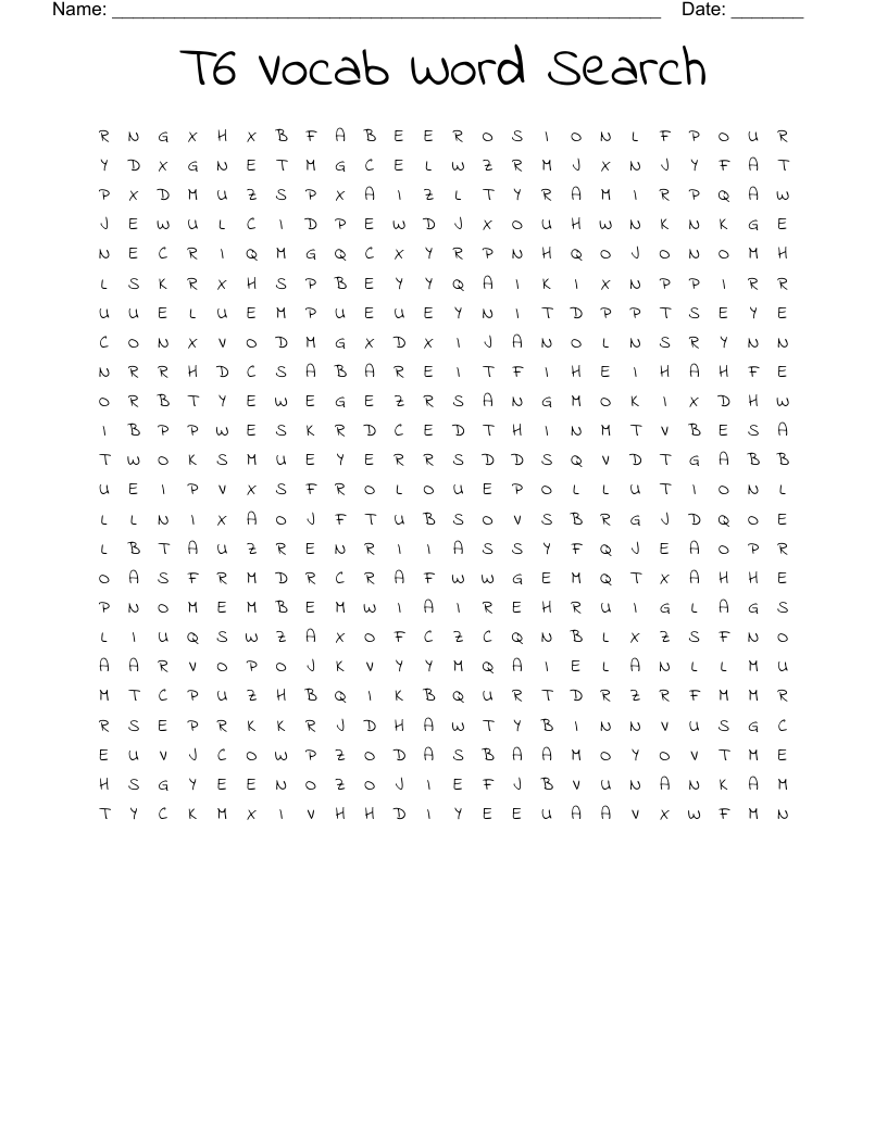 T6 Vocab Word Search
