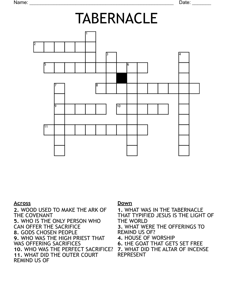 TABERNACLE Crossword