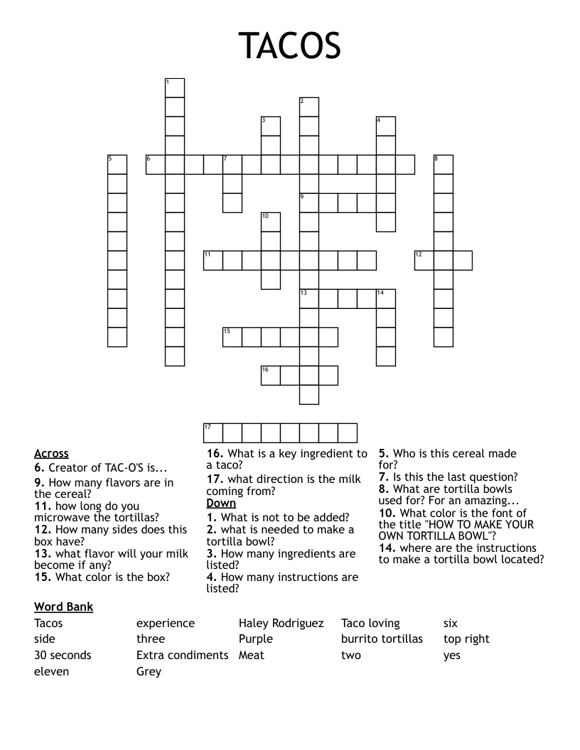 TACOS Crossword