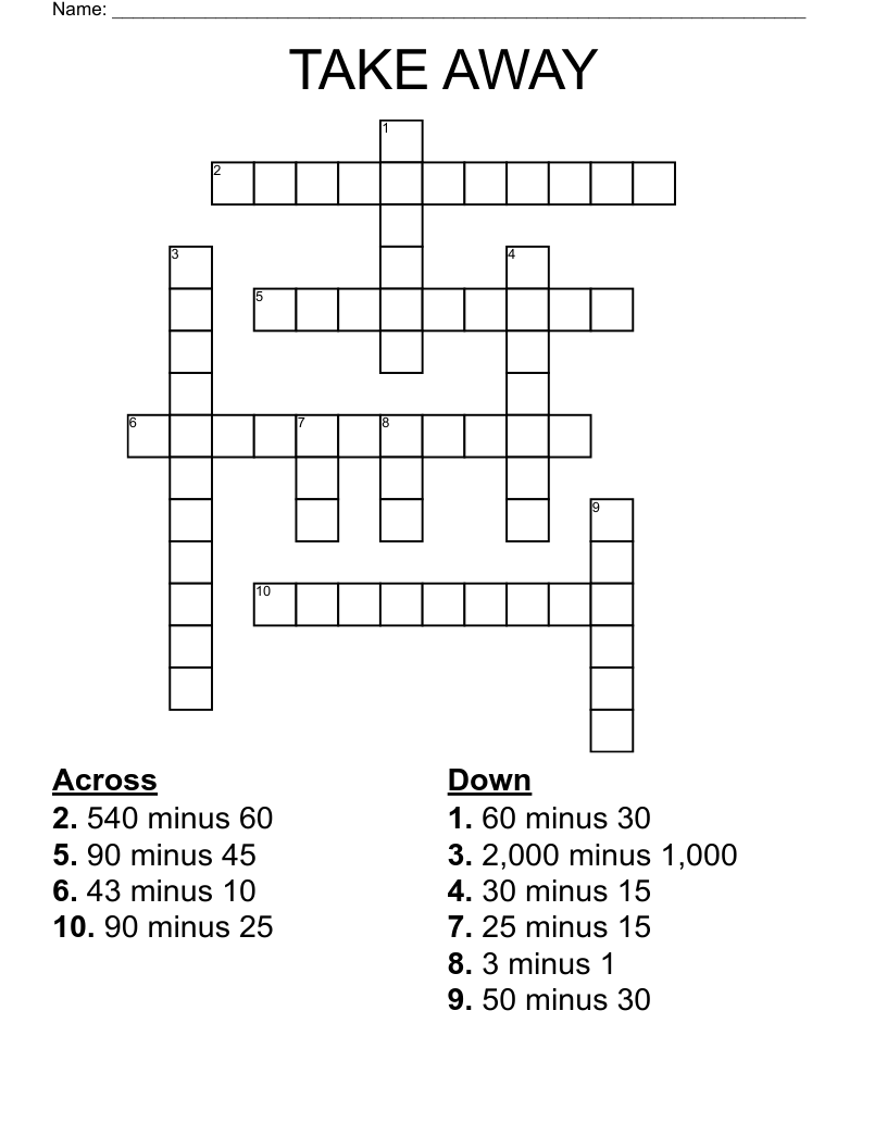 TAKE AWAY Crossword