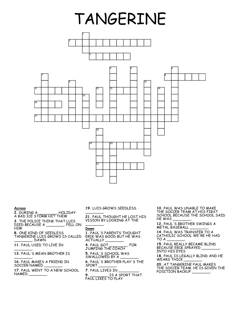 TANGERINE Crossword