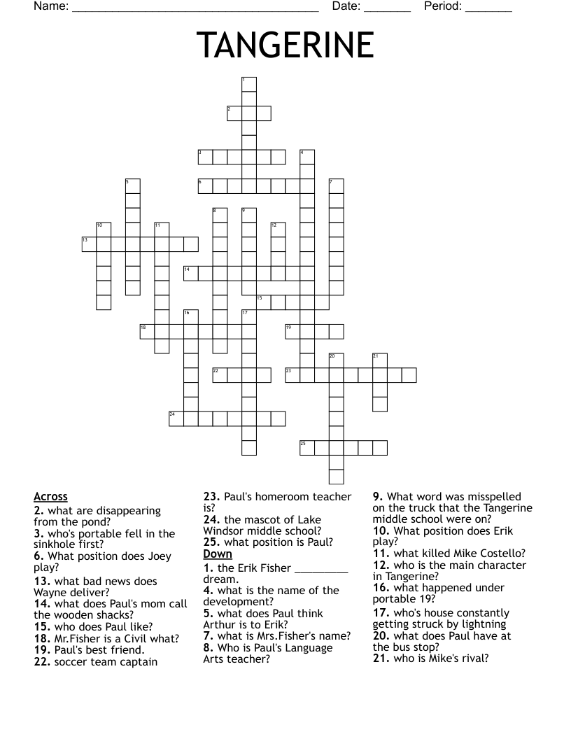 TANGERINE Crossword