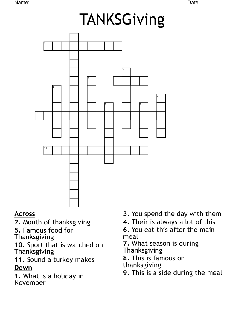 TANKSGiving Crossword