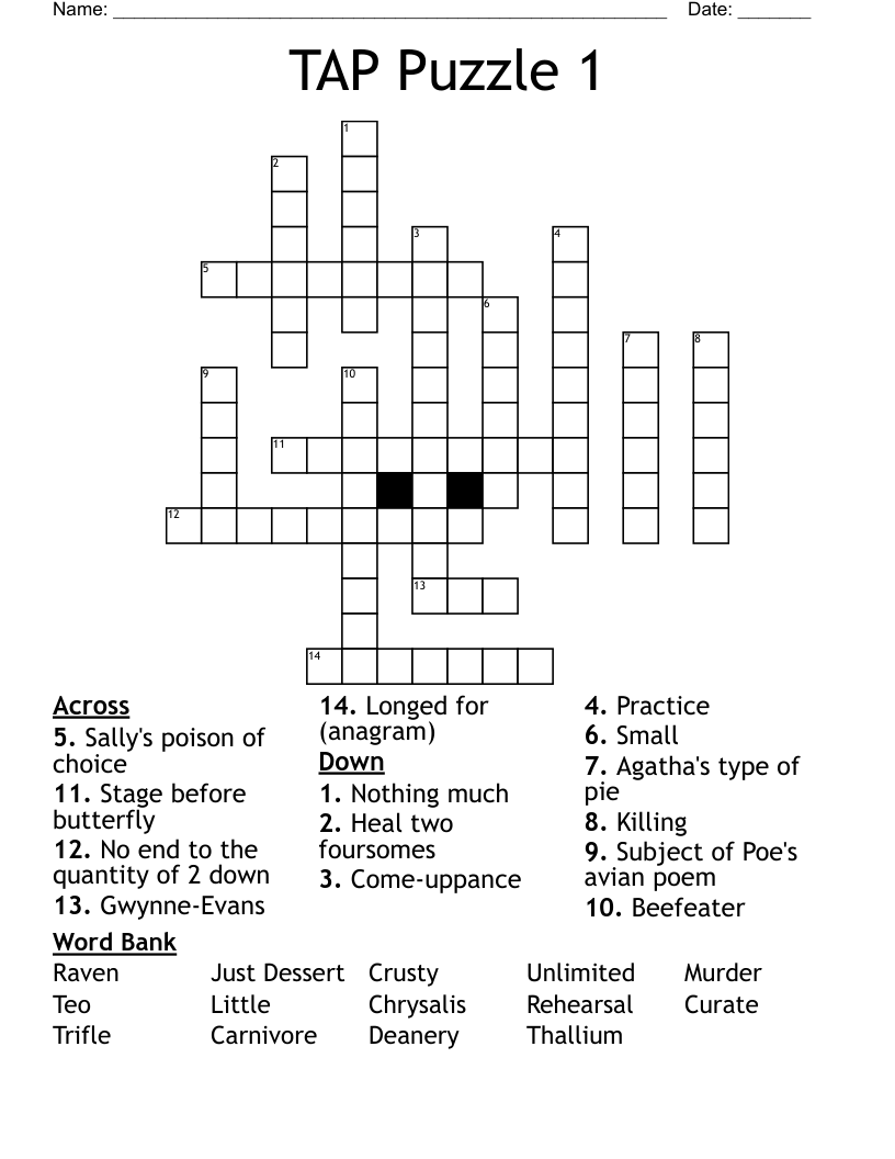 TAP Puzzle 1 Crossword